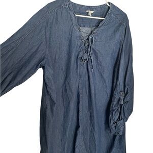 Cato Dark Blue Lace-Up Top